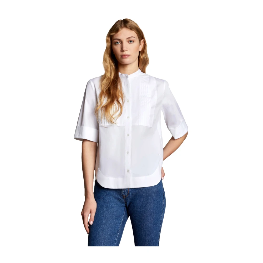 Fay Korte mouw Koreaanse kraag overhemd White Dames