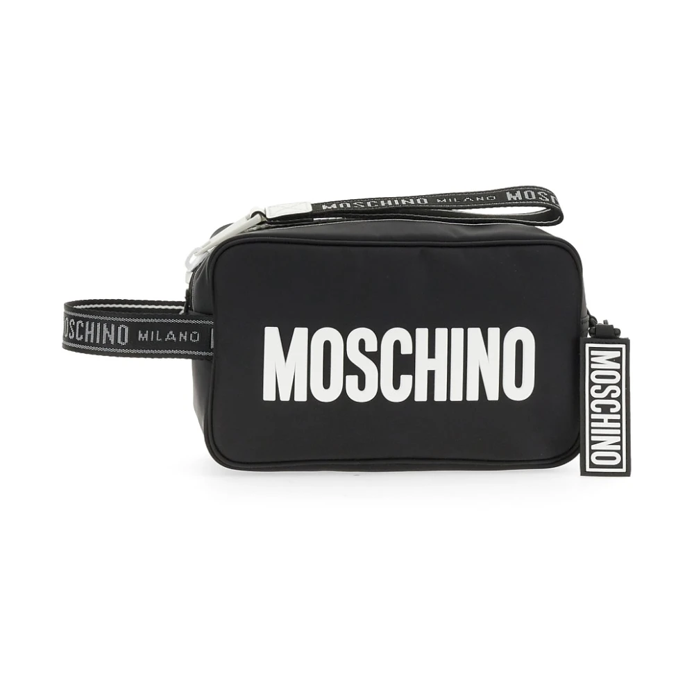 Moschino Italiaanse Beauty Case met Logo Black Heren
