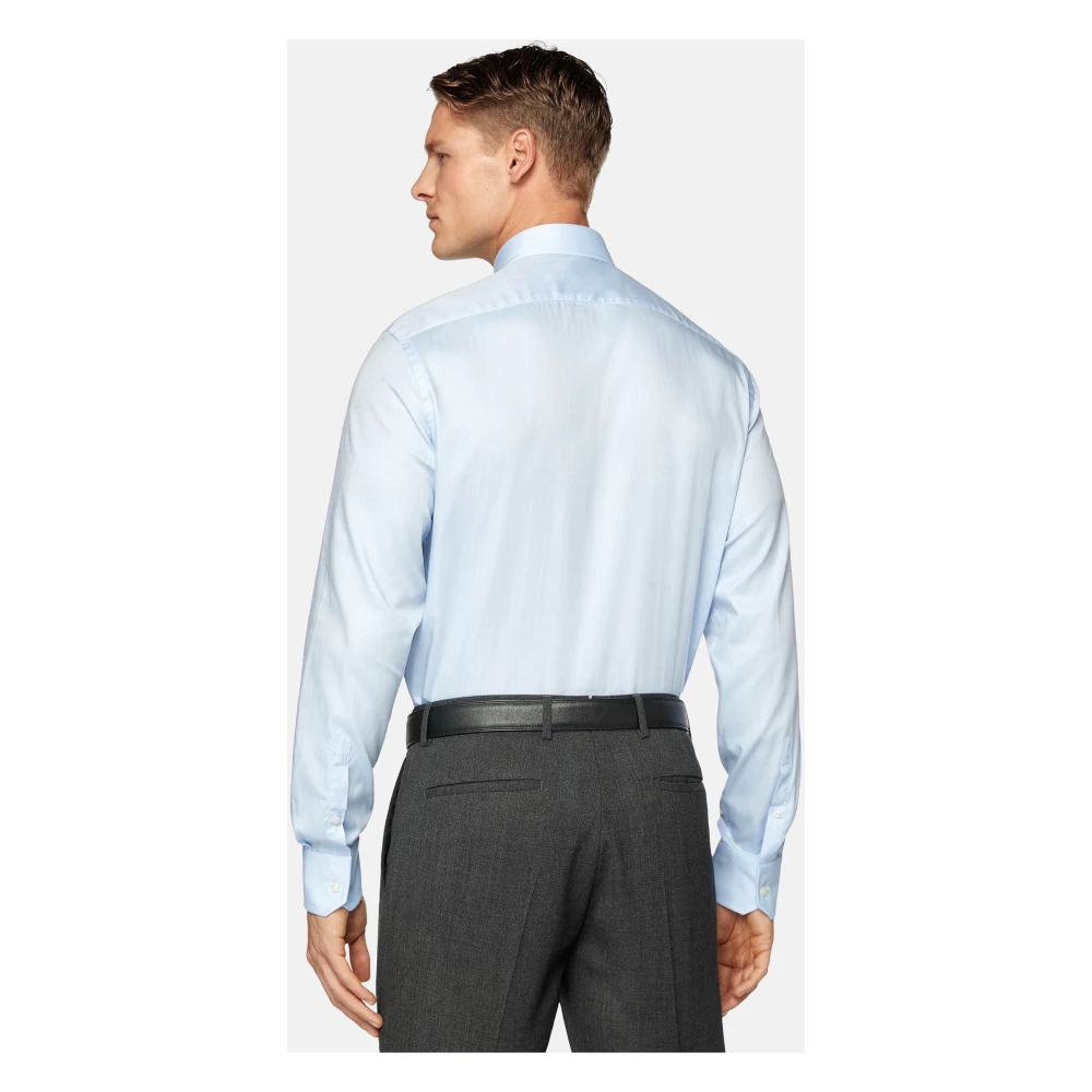 Boggi Milano Slim Fit Overhemd van Katoenen Twill Blue Heren