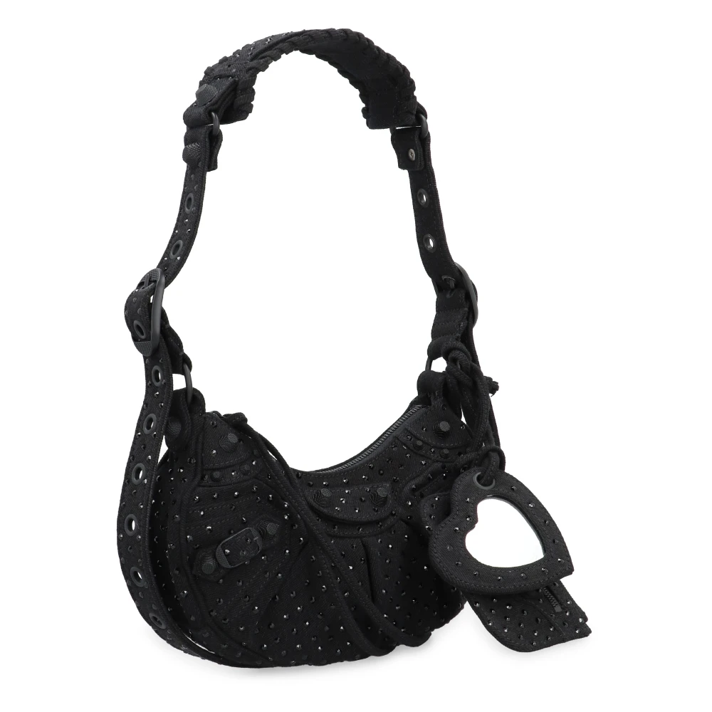 Balenciaga Rhinestone XS Crossbody Tas Black Dames