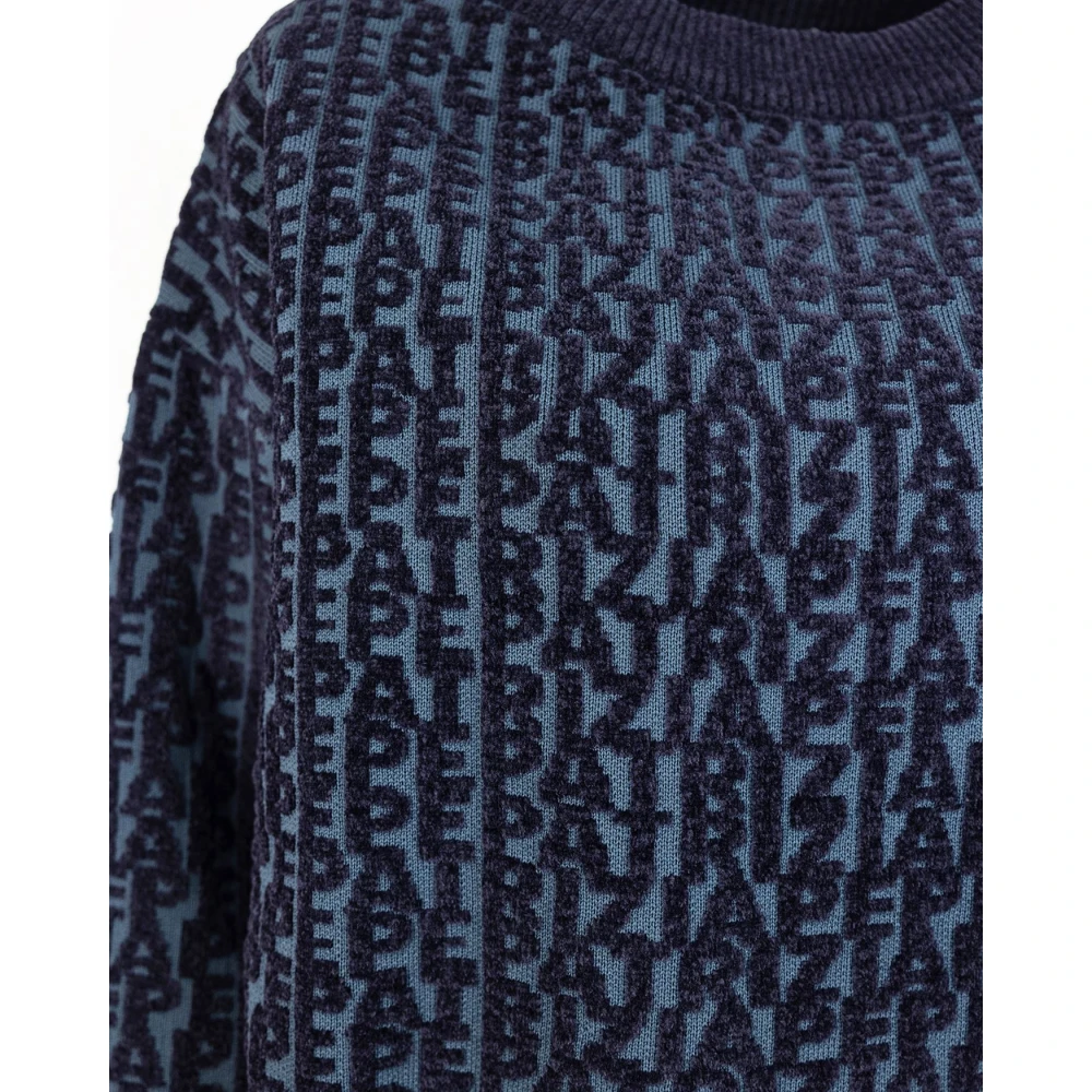 PATRIZIA PEPE Chic Monogram Sweater Grey Blue Dames