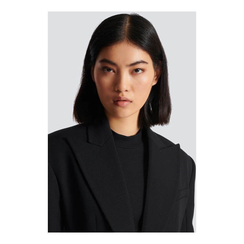 Balmain 2-knoops Jas met Getailleerde Taille Black Dames