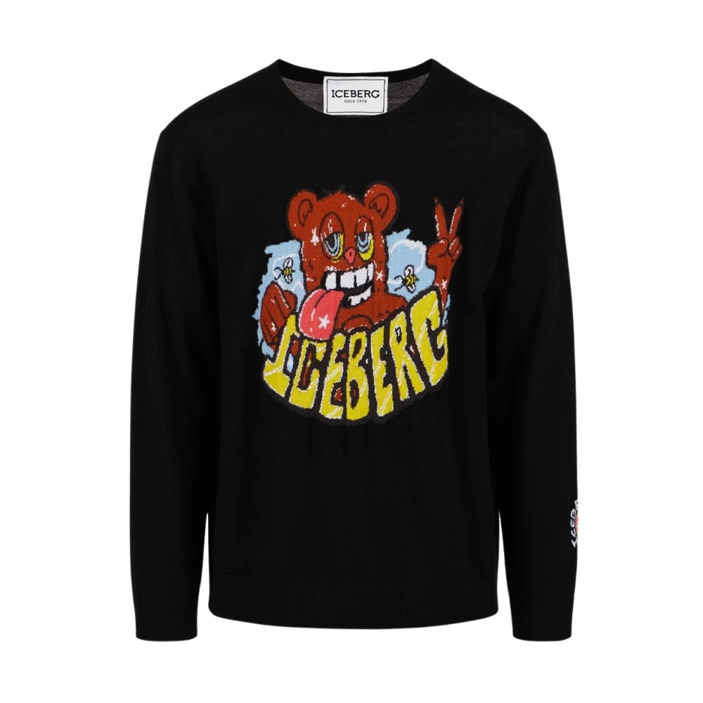 Iceberg Trui met cartoonafbeeldingen Black Heren