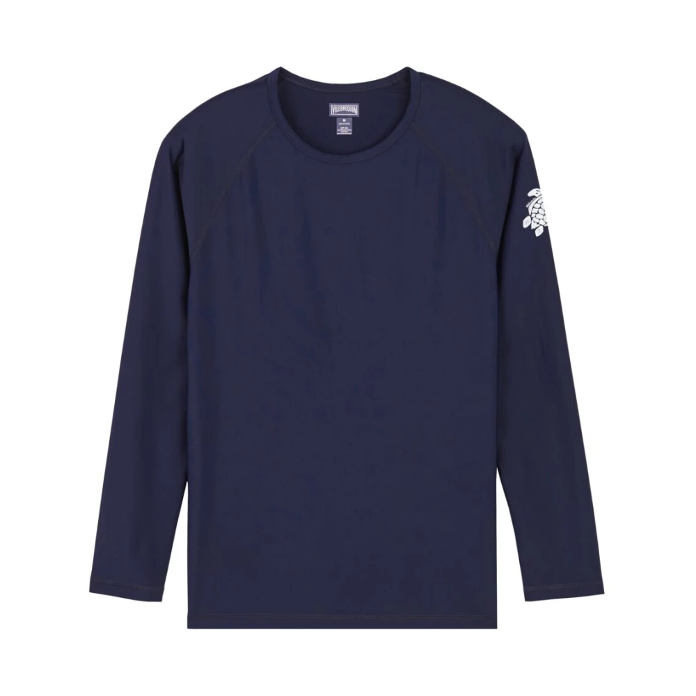 Vilebrequin Heren effen rashguard Blue Heren