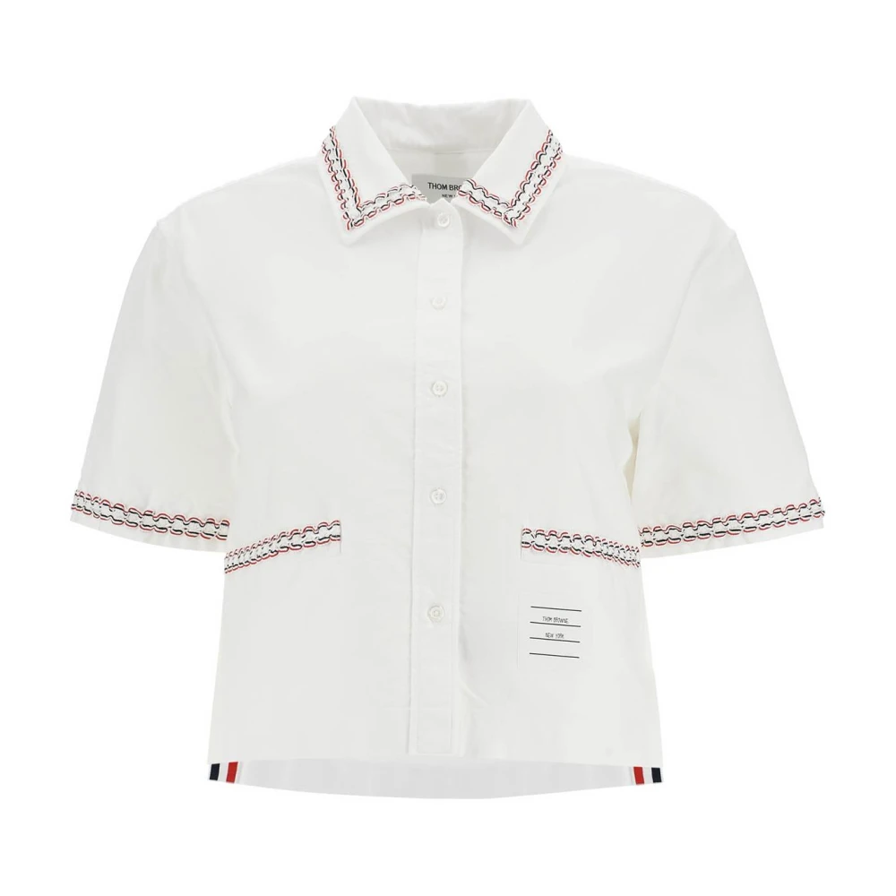 Thom Browne Gerimpeld Oxford Overhemd voor Vrouwen White Dames