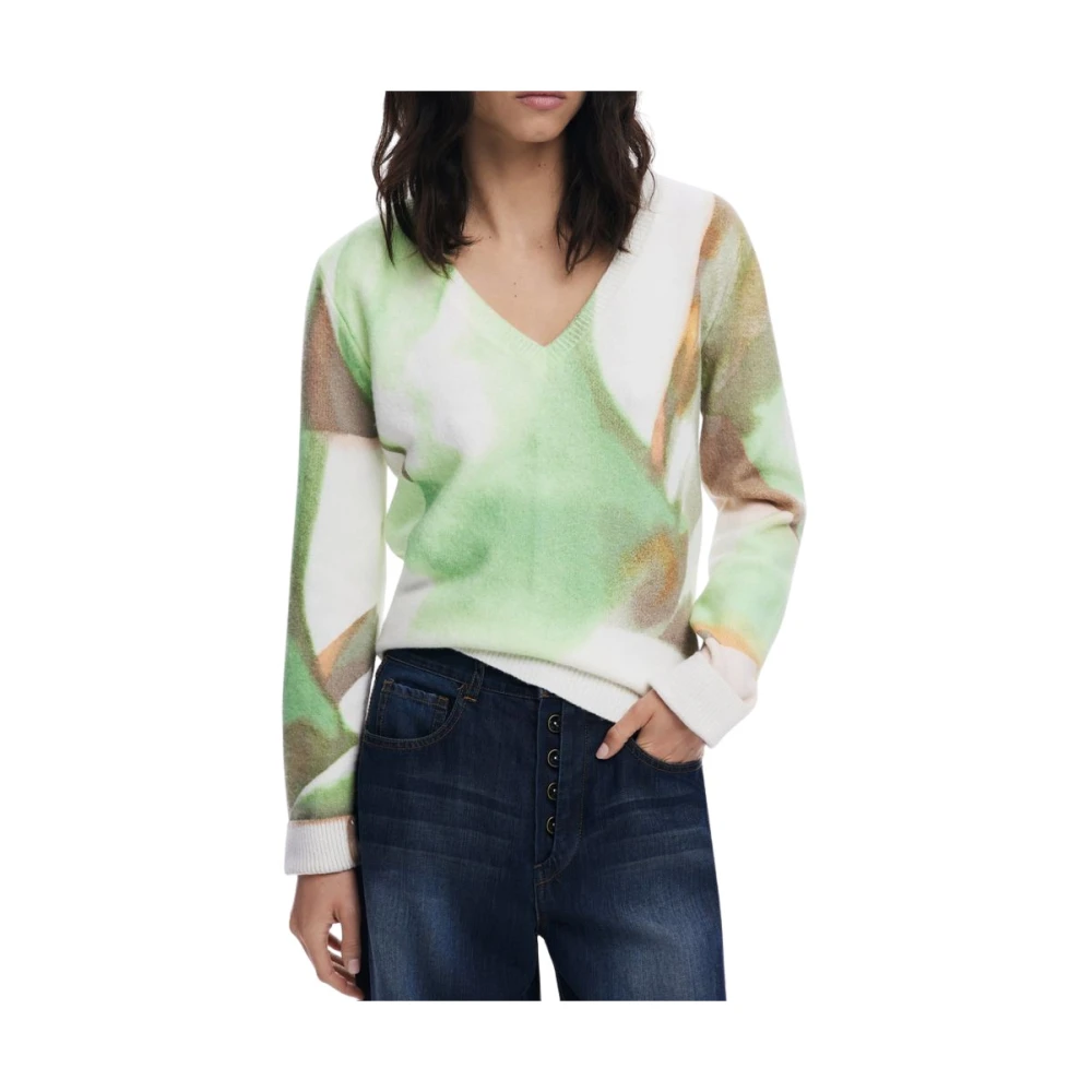 Desigual Women's Multicolor V-Neck Knitwear, Xs, Acrylic Jersey