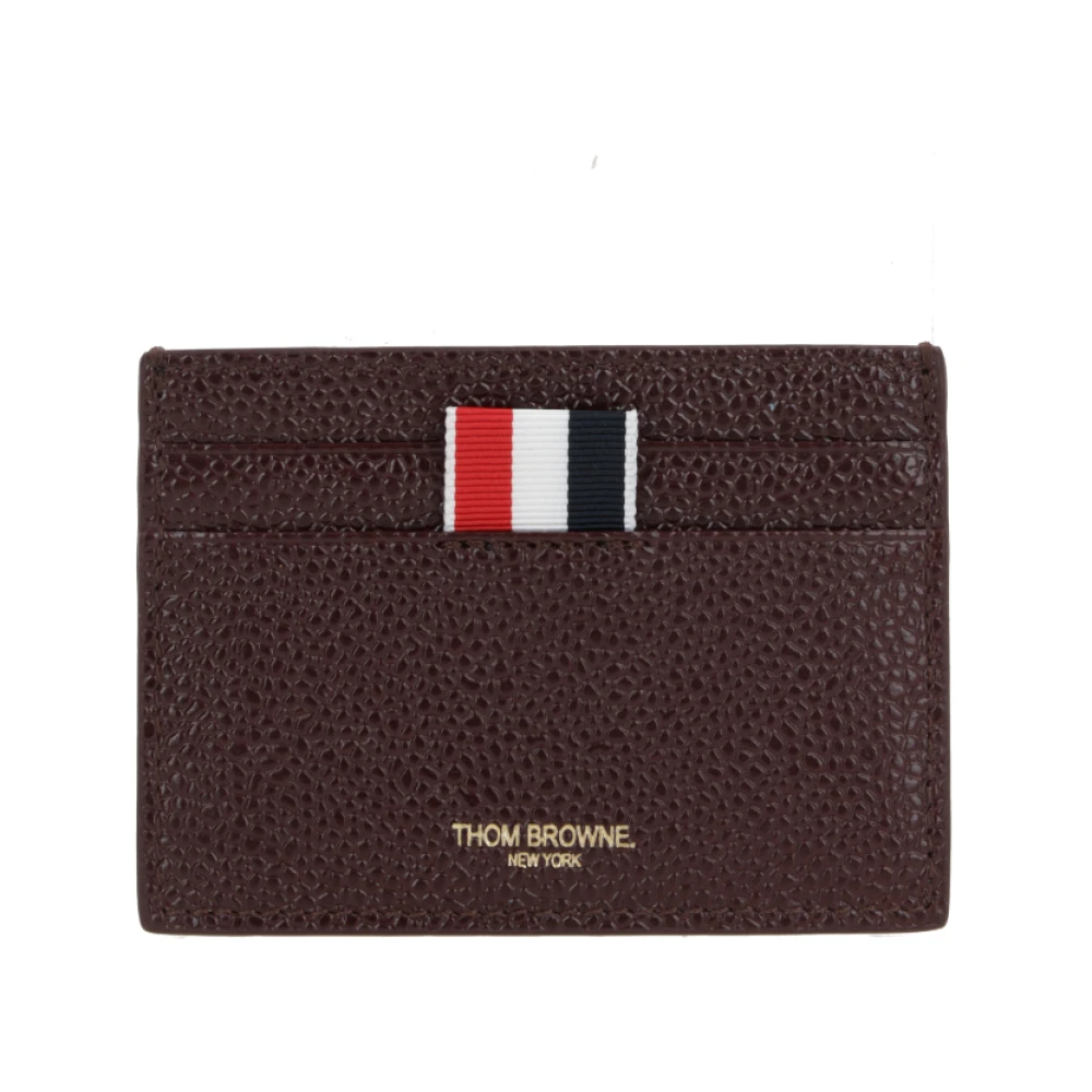 Thom Browne Paarse Pebble Grain Creditcardhouder Brown Heren