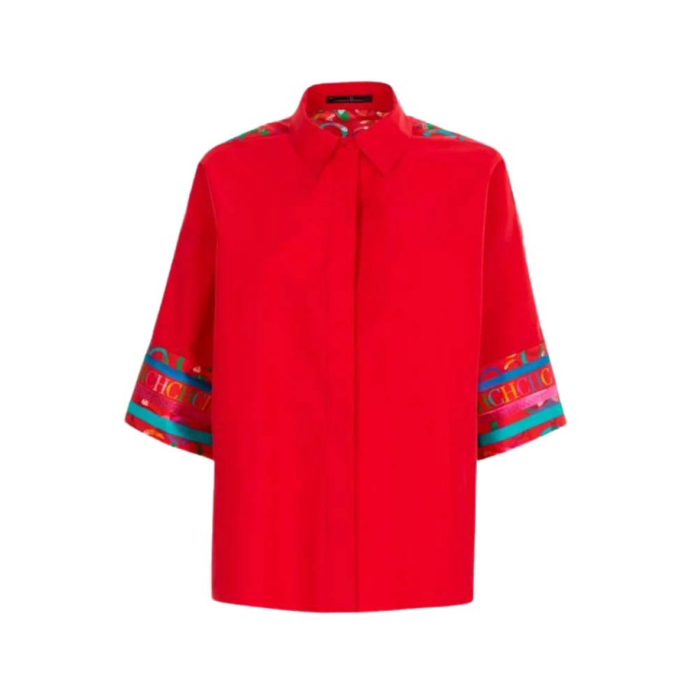 Carolina Herrera Tukisimo Oversized Shirt Katoen Zijde Red Dames