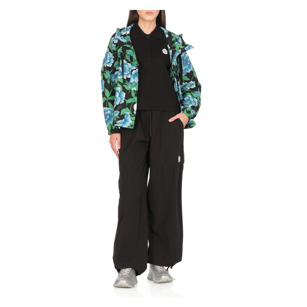 Kenzo Zwarte Waterdichte Bloemenjas Multicolor Dames