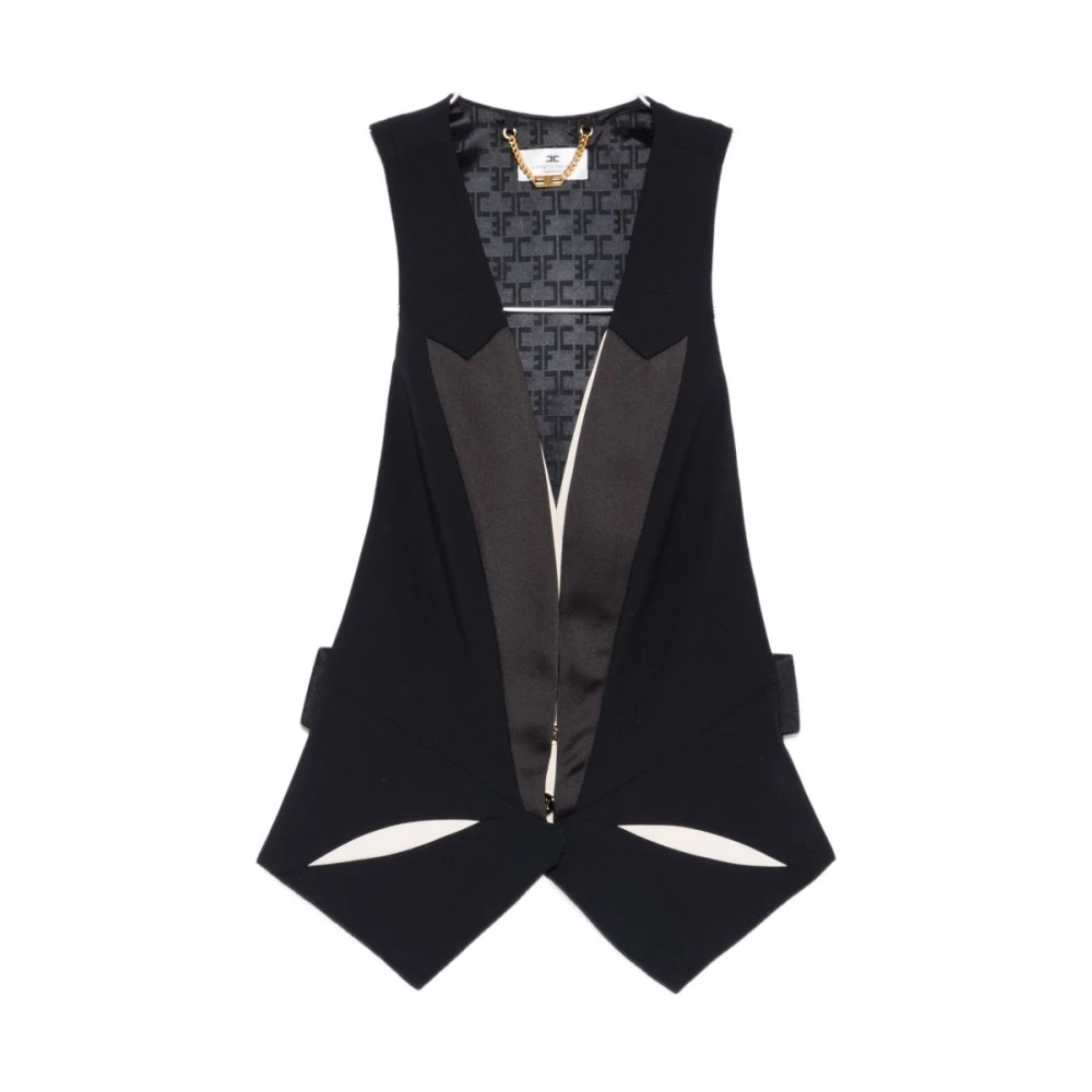 Elisabetta Franchi Women's Multicolor Waistcoats, 2XL, Vest With Two-Tone Cut-Out