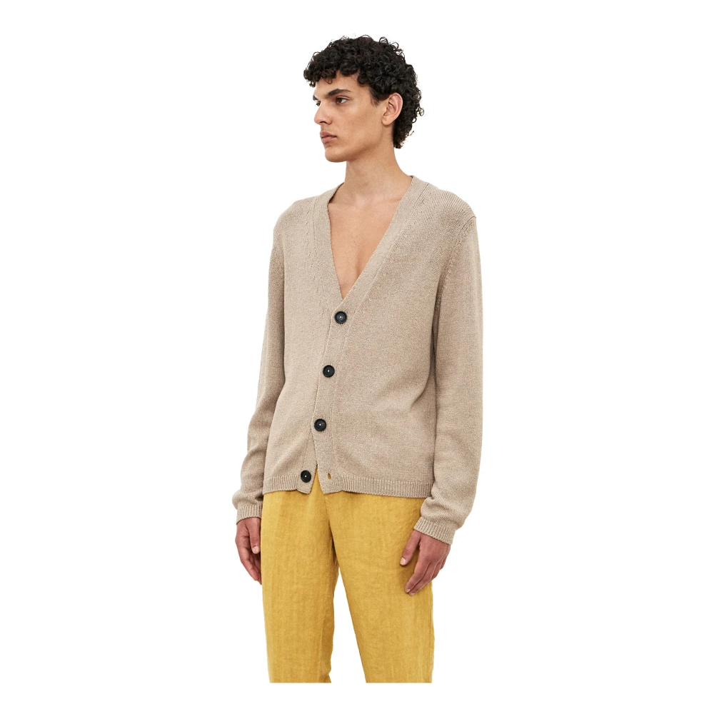 Massimo Alba Beige V-hals Trui 85% Katoen Zijde Beige Heren