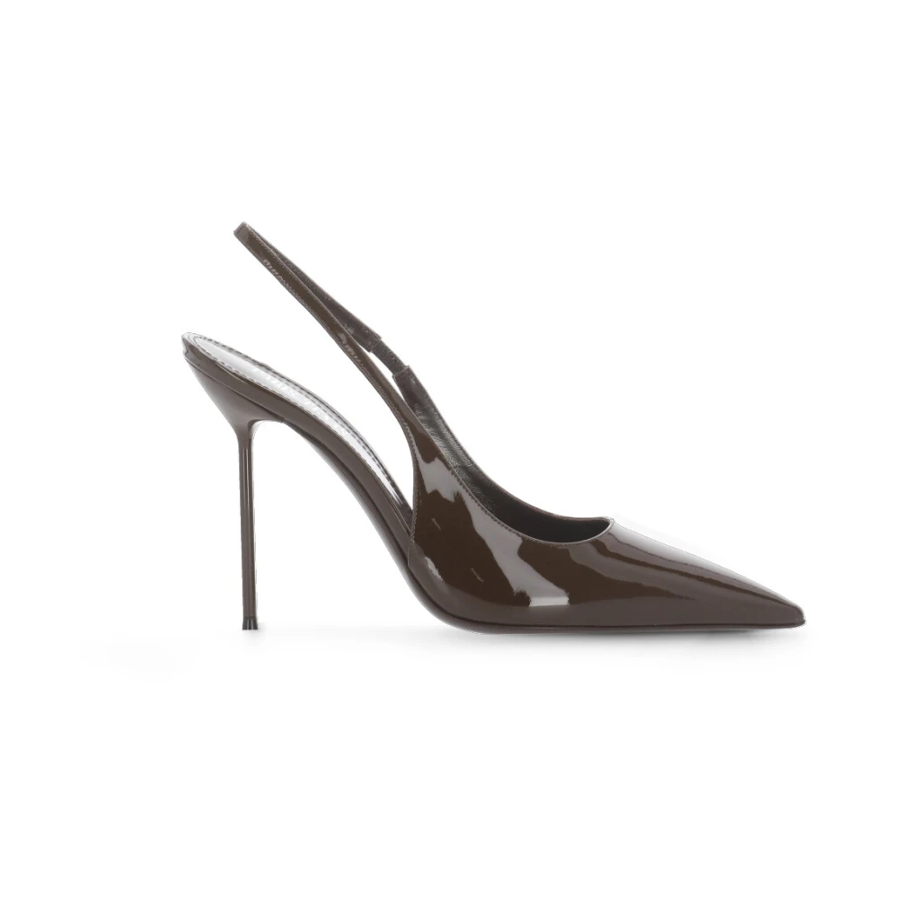 Paris Texas Pumps, Female, 3 Uk, Patent Leather Slingback With Heel Brown
