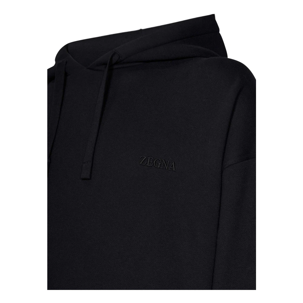 Ermenegildo Zegna Zwarte hoodie met logoborduursel Black Heren