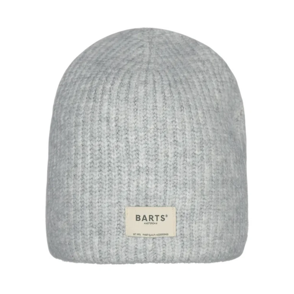 Barts Gebreide Beanie Muts met Label Patch Gray Dames