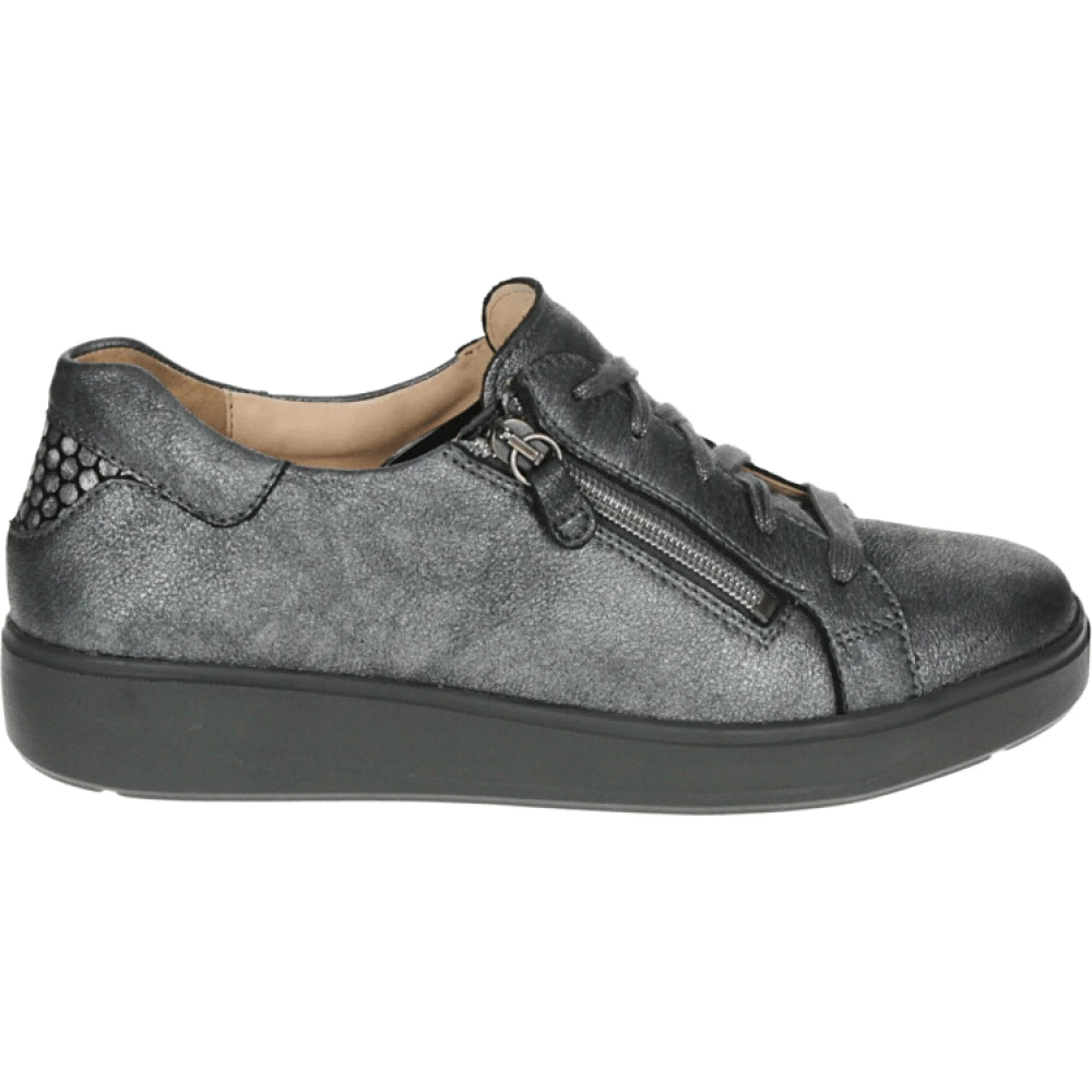 Ganter Metallic Lage Sportieve Schoenen met Uitneembaar Voetbed Dames Schoenen Grijs