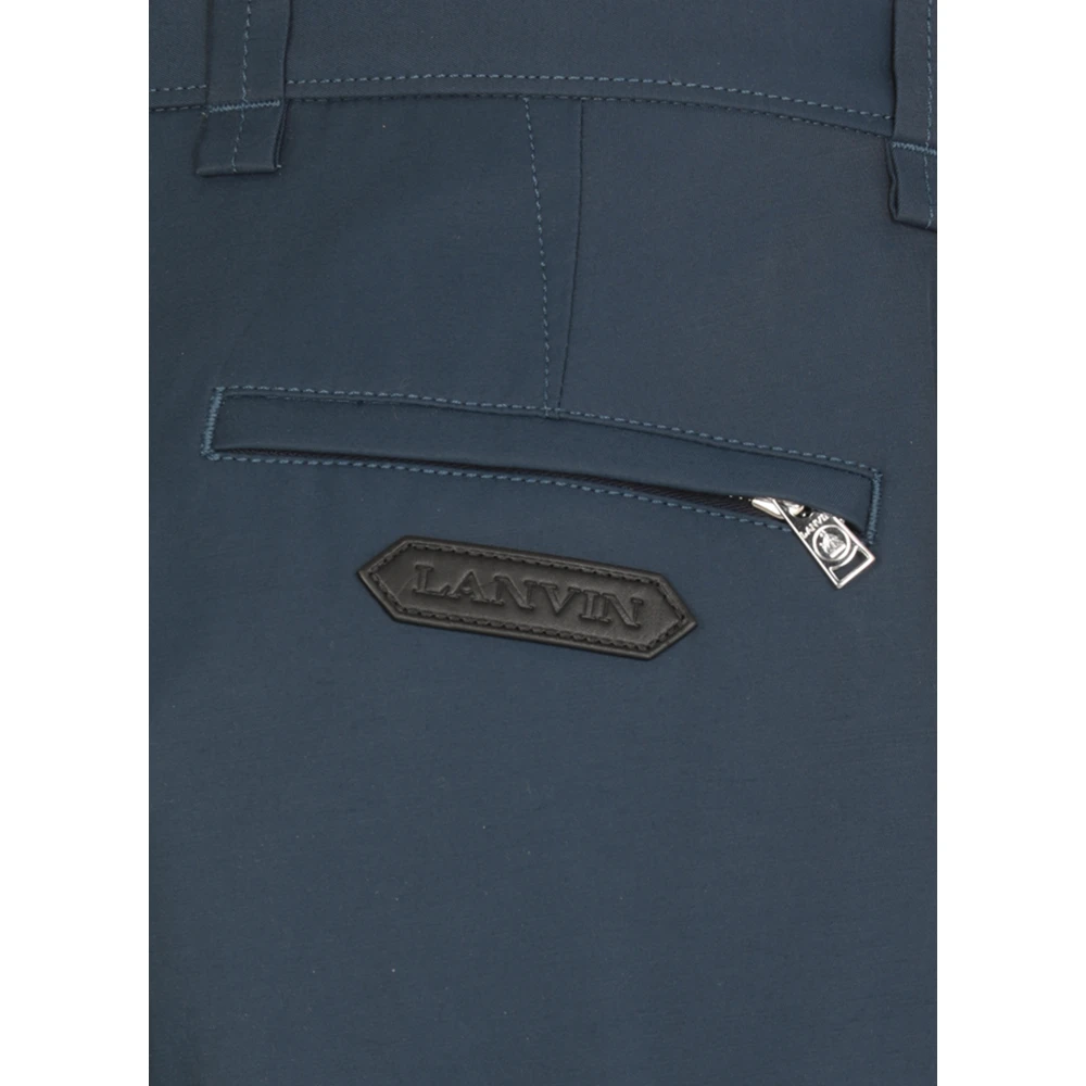 Lanvin Blauwe Katoenmix Broek met Rits Blue Heren