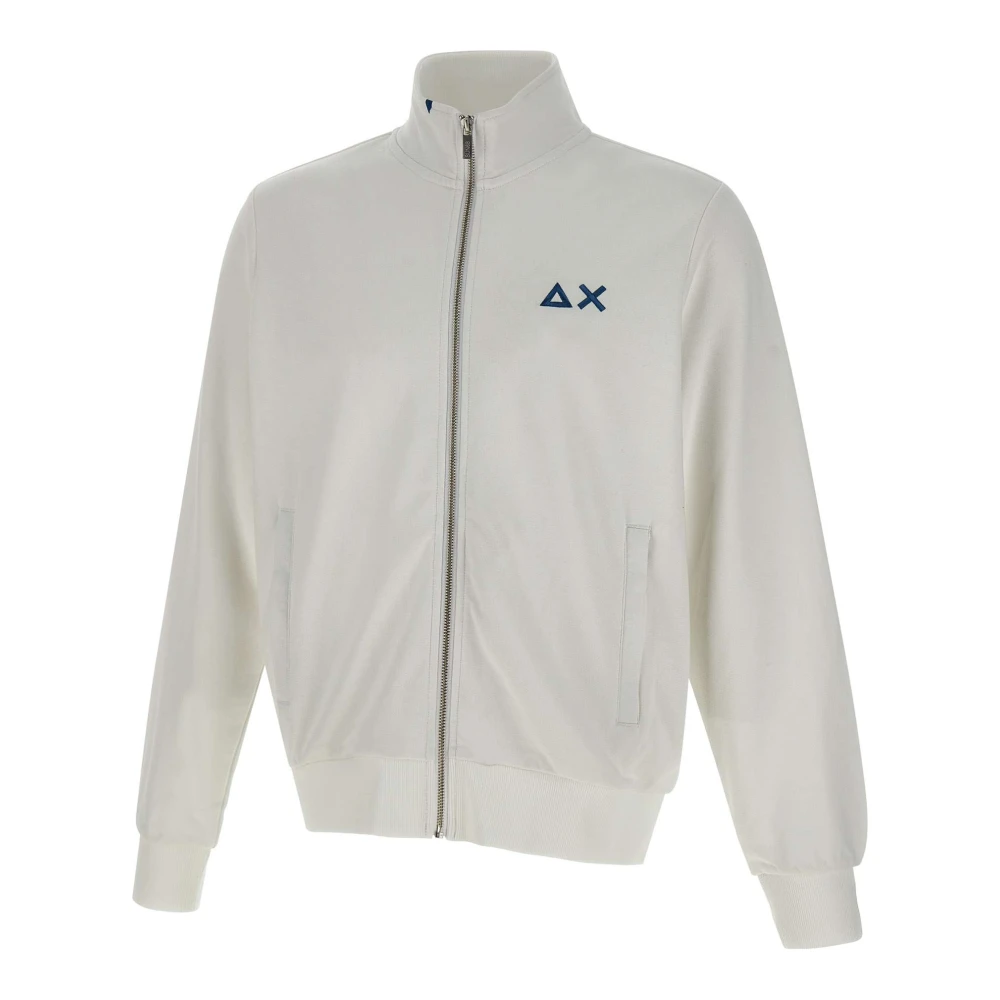 Sun68 Men's White Zip-Throughs, S, Track Zip Basic Fleece