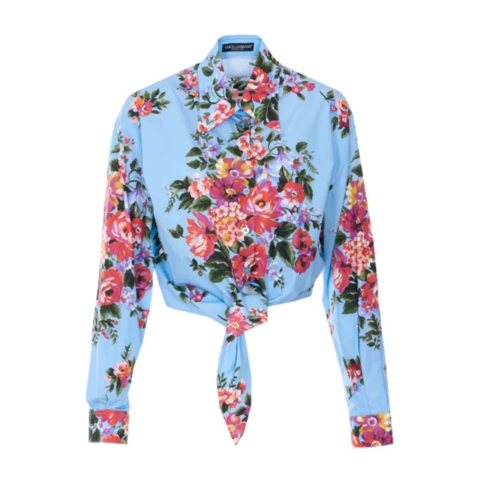 Dolce & Gabbana Multicolor Shirts, Female, M, Flower Bouquet-Print Cotton Shirt