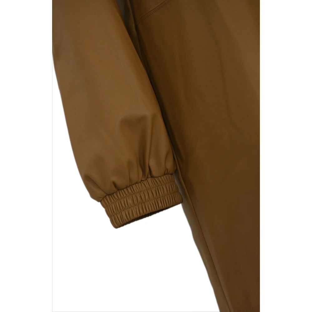Max Mara Bruine Leren Jurk Lange Mouw Brown Dames