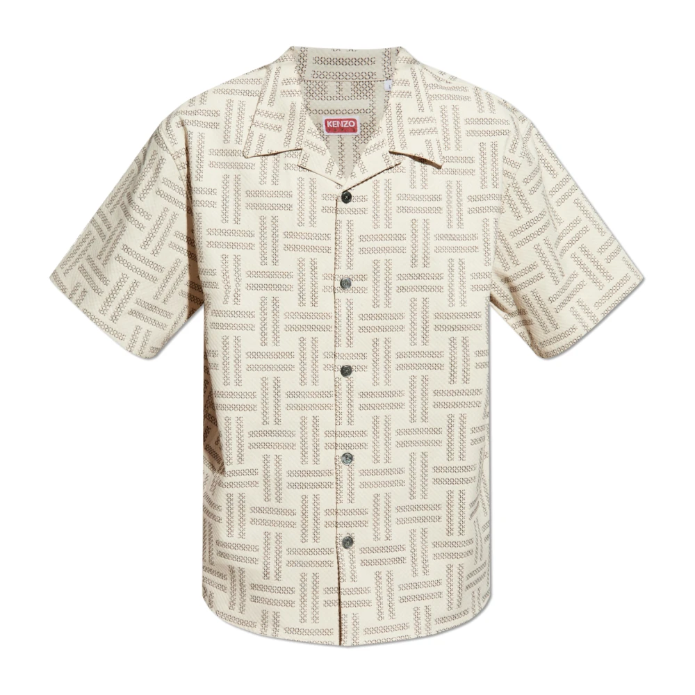 Kenzo Gestructureerde Jacquard Hawaiiaans Overhemd Beige Heren