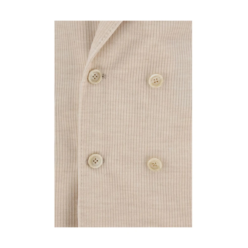 BRUNELLO CUCINELLI Ribfluwelen Double-Breasted Blazer Jas Beige Heren
