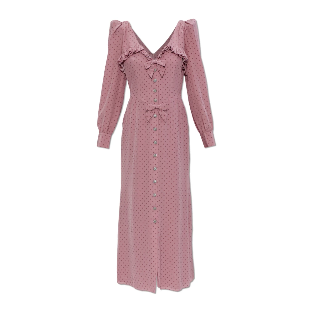 Alessandra Rich , Shirt Dresses, Female, Pink, S, Polka Dot Midi Dress