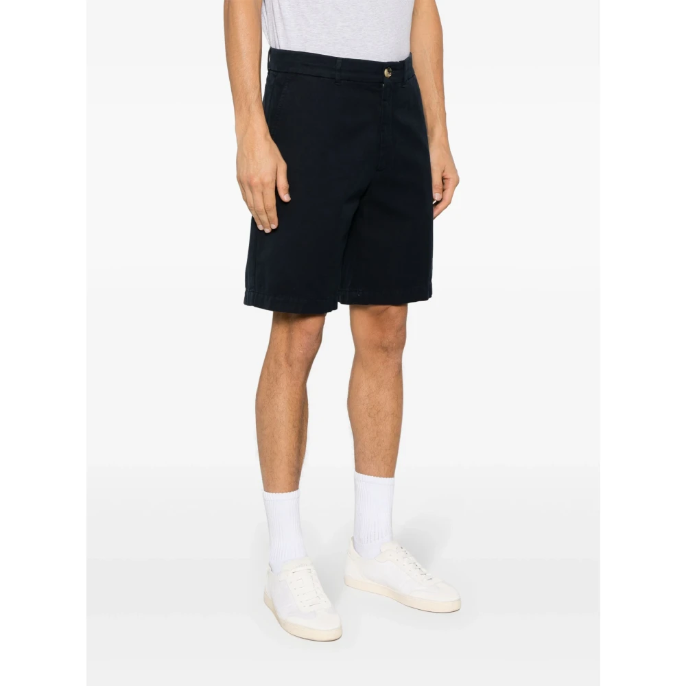 BRUNELLO CUCINELLI Twisted Cotton Gabardine Shorts Blue Heren