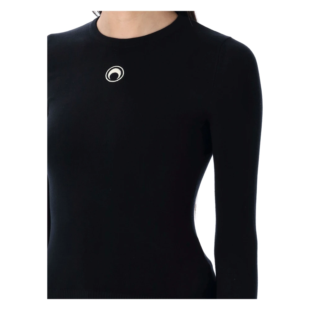 Marine Serre Moon Logo Gebreid Zwart Sweater Black Dames