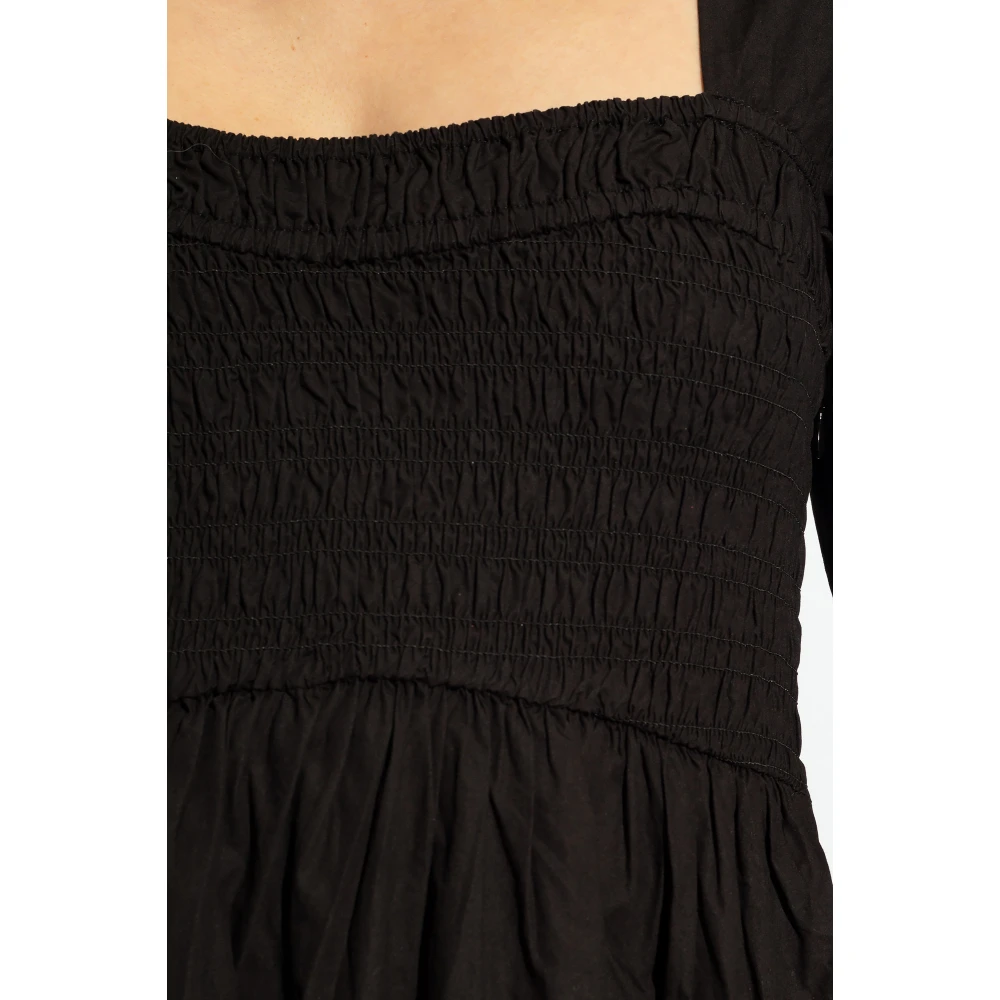 Ganni Jurk met pofmouwen Black Dames
