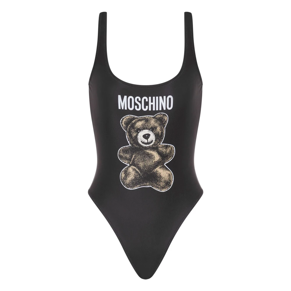 Moschino Kvinno Svart Badkläder Dam, M, Läder, Havskläder Med Logotyptryck