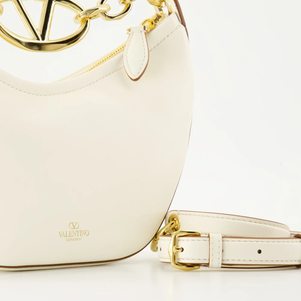 Valentino Garavani Witte VLogo Moon Hobo Tas Beige Dames