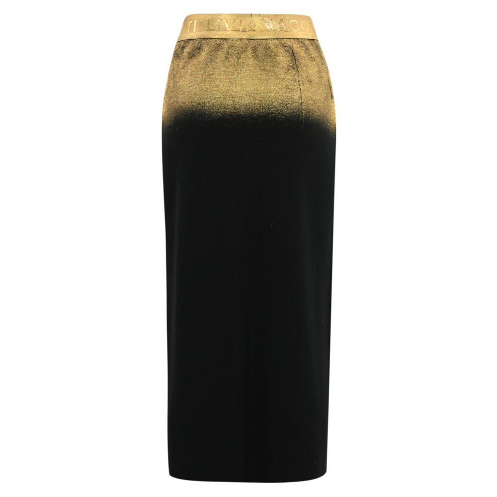 Liviana Conti Zwarte wollen rok met elastische taille Black Dames