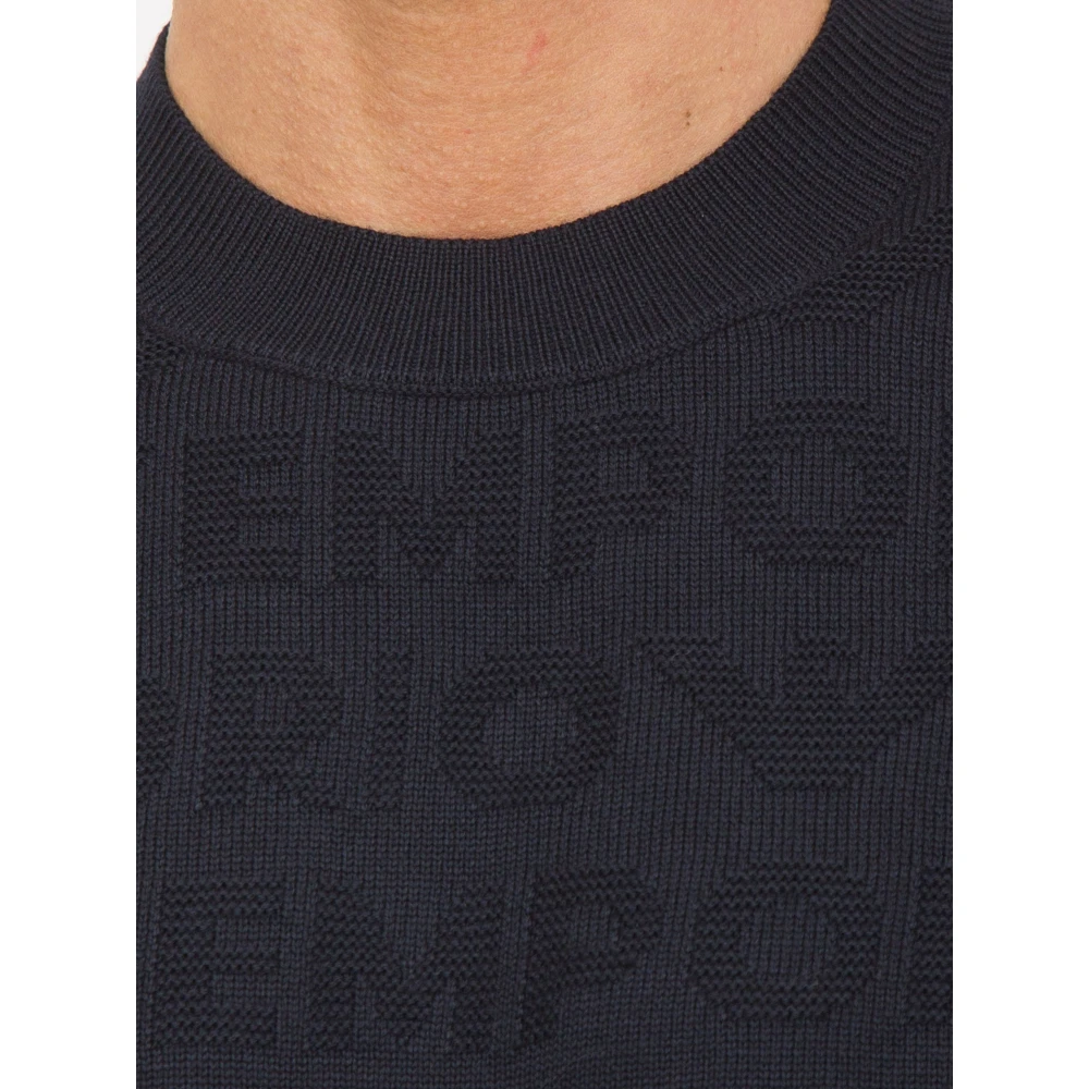 Emporio Armani Blauwe Pullover Sweater Stijlvolle Mode Blue Heren