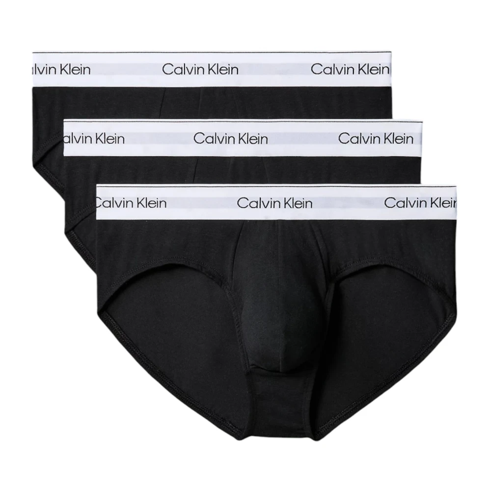 Calvin Klein Gedrukte Katoenen Briefs 3 Pack Black Heren