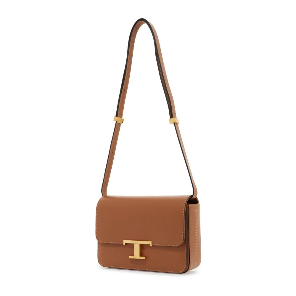 TOD'S Tijdloze T Schoudertas met Riem Brown Dames