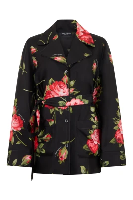 Rose bouquet-print vanity twill skjorta