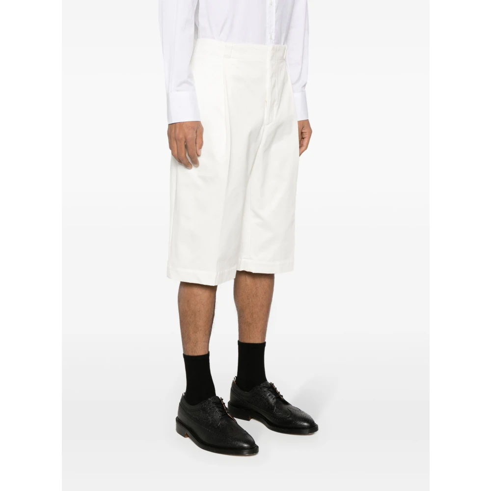 Thom Browne Witte katoenen weefsel serge shorts White Heren