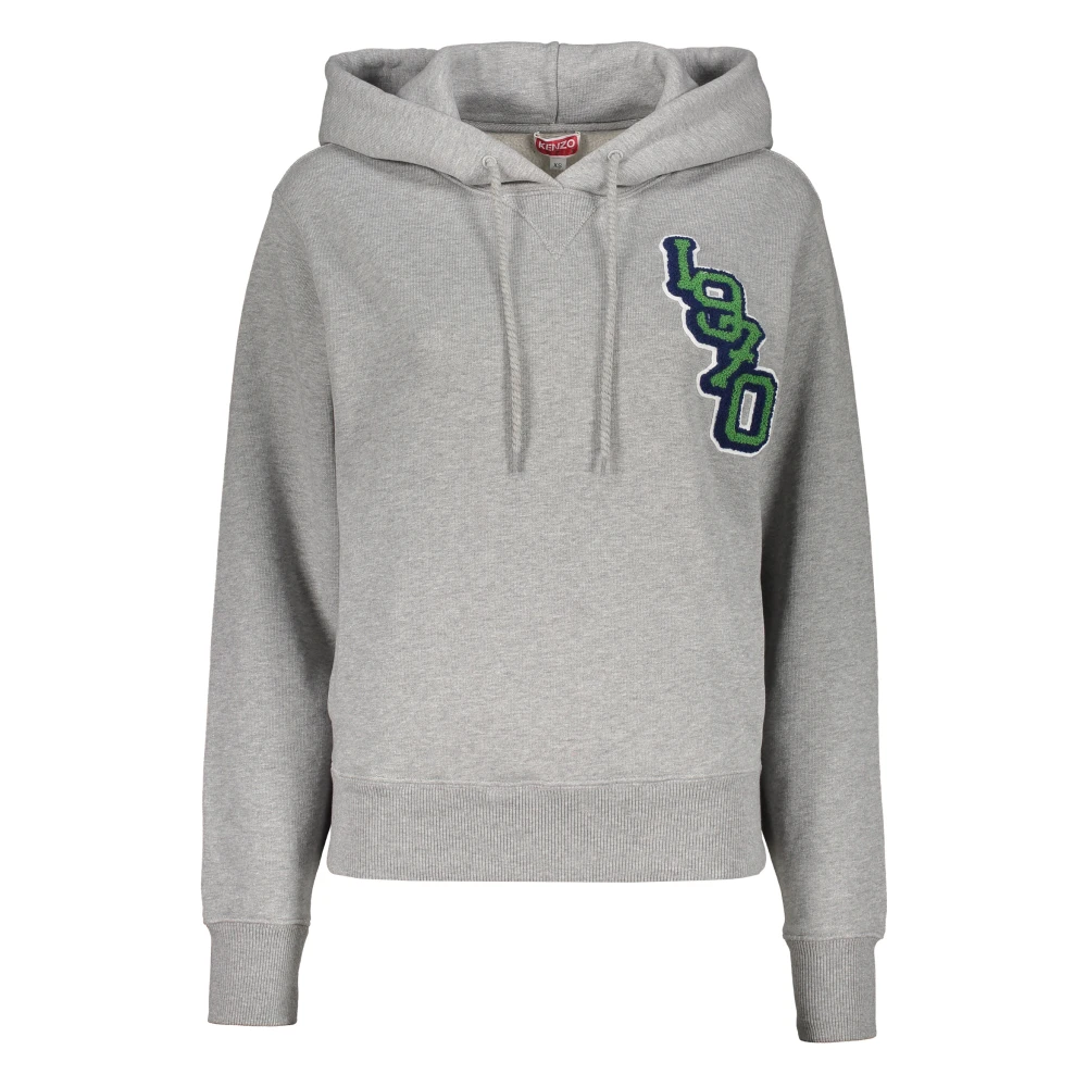 Kenzo Katoenen hoodie met verstelbare capuchon en zakken Gray Dames