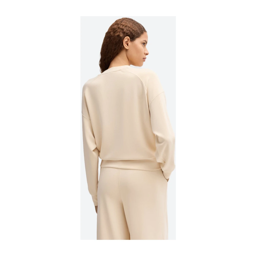 Hugo Boss Sweatshirt met geknoopte kraag en handgeschreven logo Beige Dames