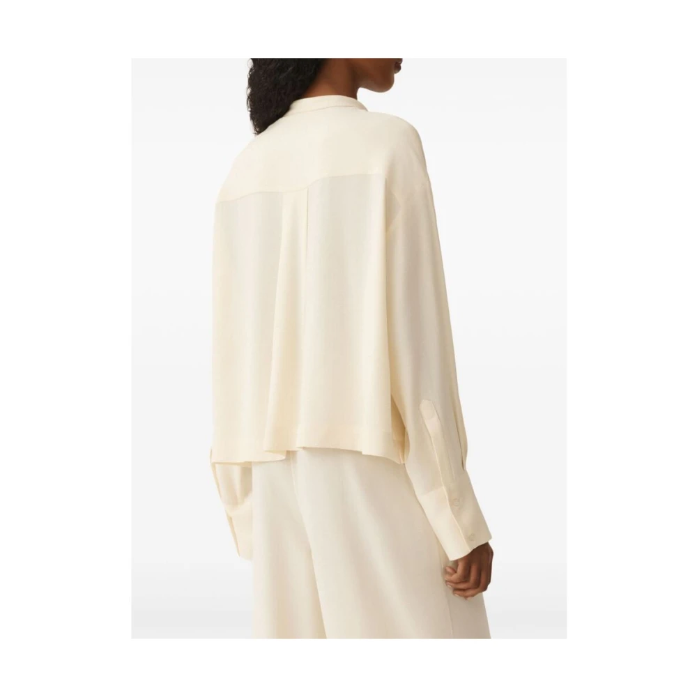 Fabiana Filippi Witte Geknoopte Kraagloze Lange Mouwen Blouse White Dames