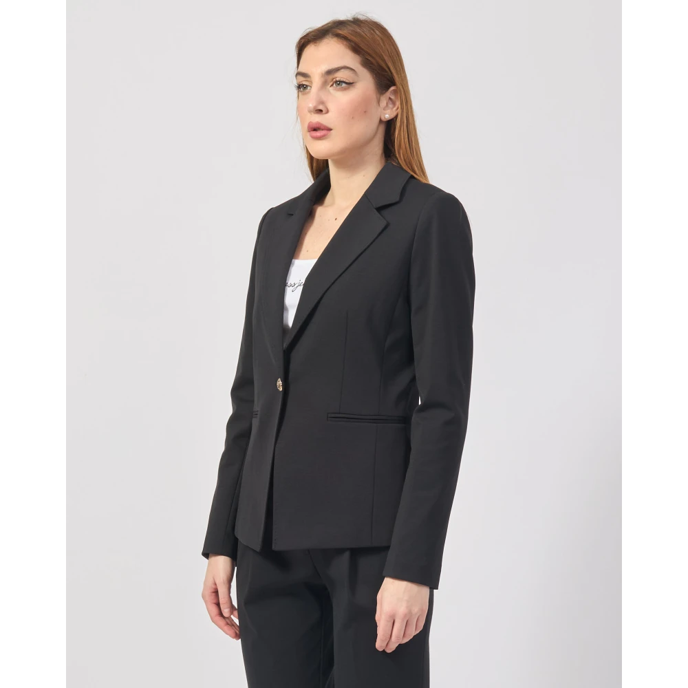 YES ZEE Zwarte jas met Milano-stiksels Black Dames