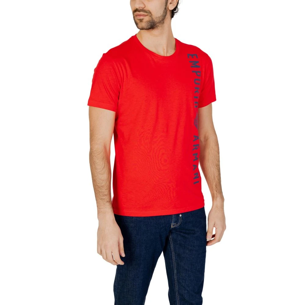 Emporio Armani Rode Katoenen Heren T-shirt Lente Zomer Collectie Red Heren