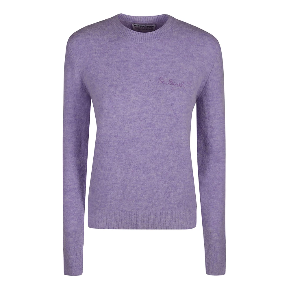 MC2 Saint Barth Wollen Crewneck Sweater met Logo Purple Dames