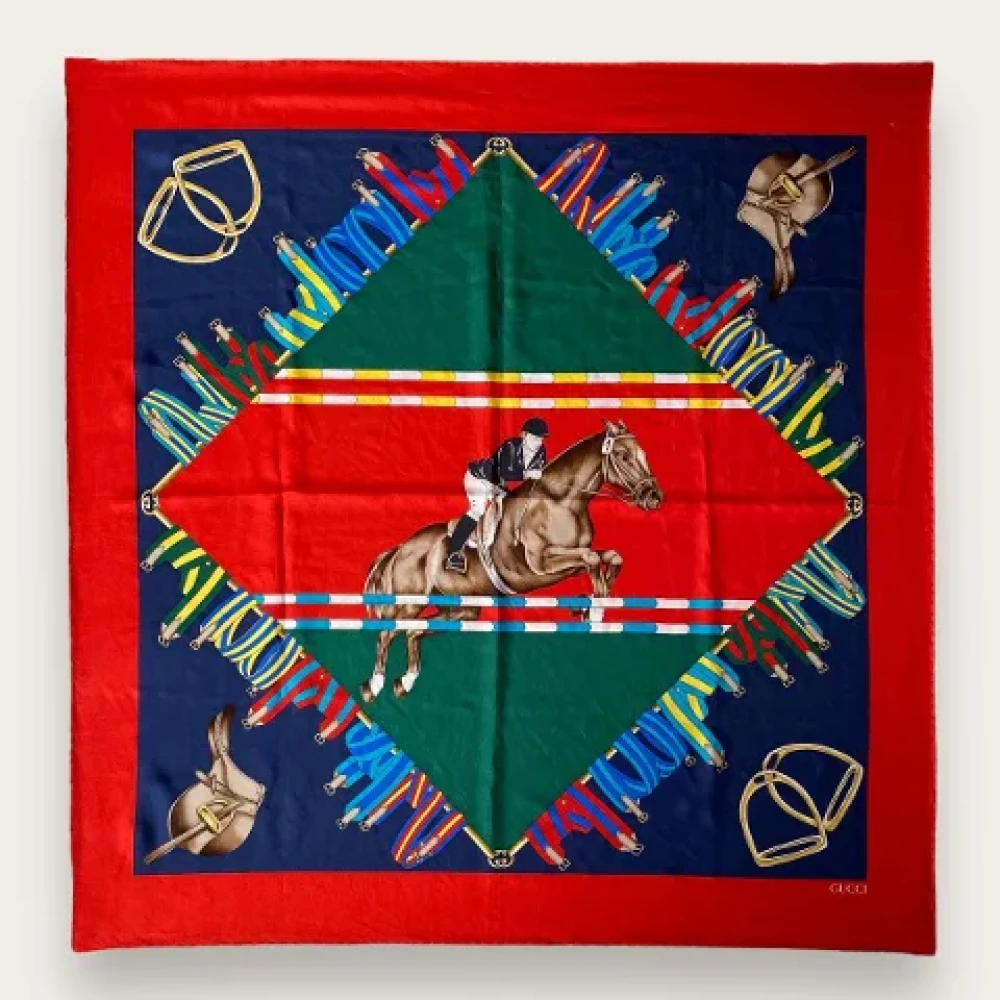 Gucci Vintage Tweedehands Rode Stoffen Gucci Sjaal Red Unisex