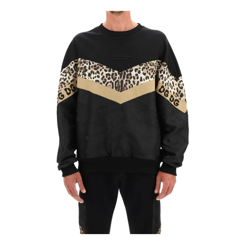 Dolce & Gabbana Bedrukte Sweatshirt met Relief Logo Black Heren