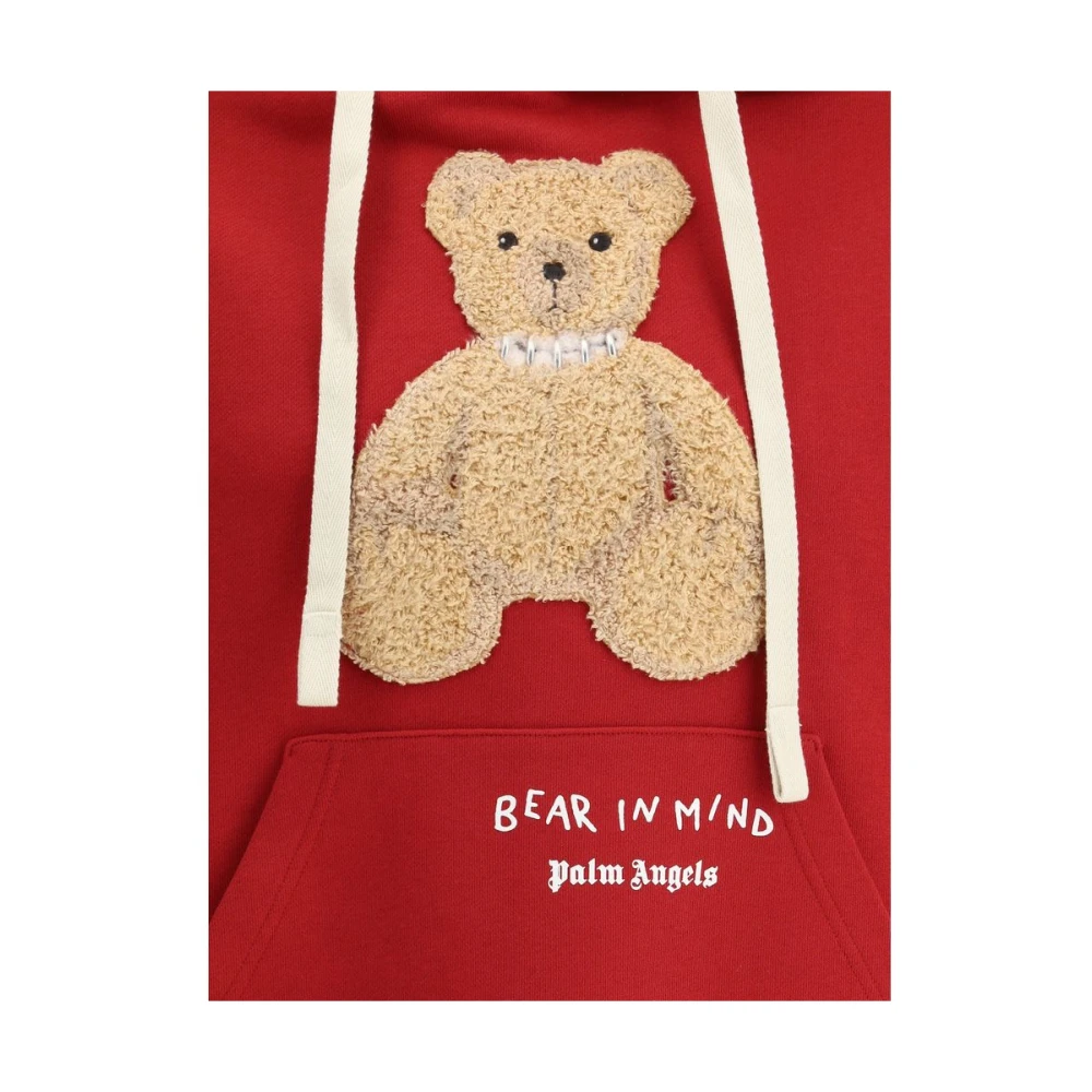 Palm Angels Bear In Mind Applique Hoodie Red Heren