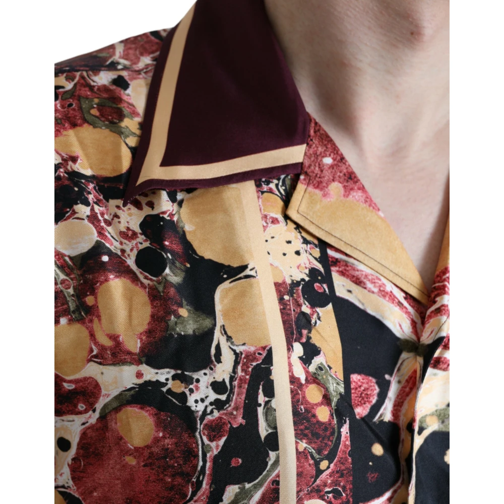 Dolce & Gabbana Zijden Knoopsluiting Shirt Multicolor Patroon Multicolor Heren