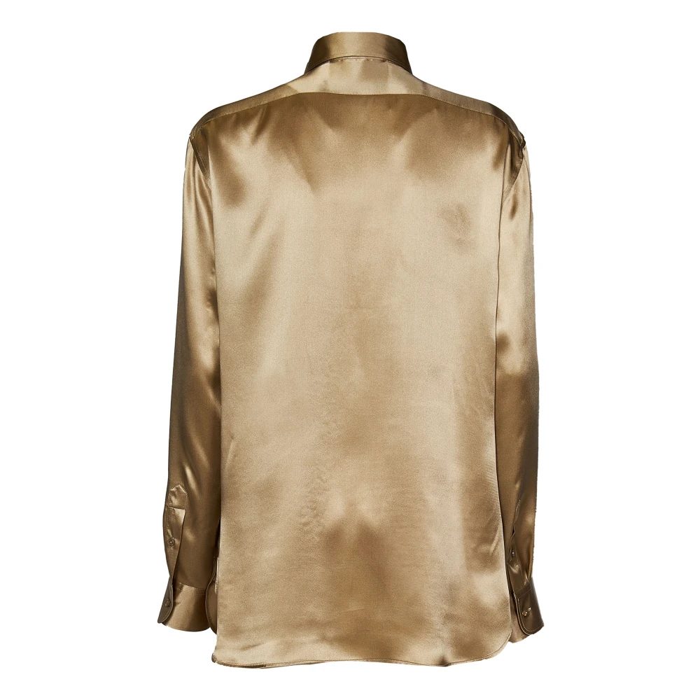 Ralph Lauren Gouden Zijden Overhemd Yellow Dames