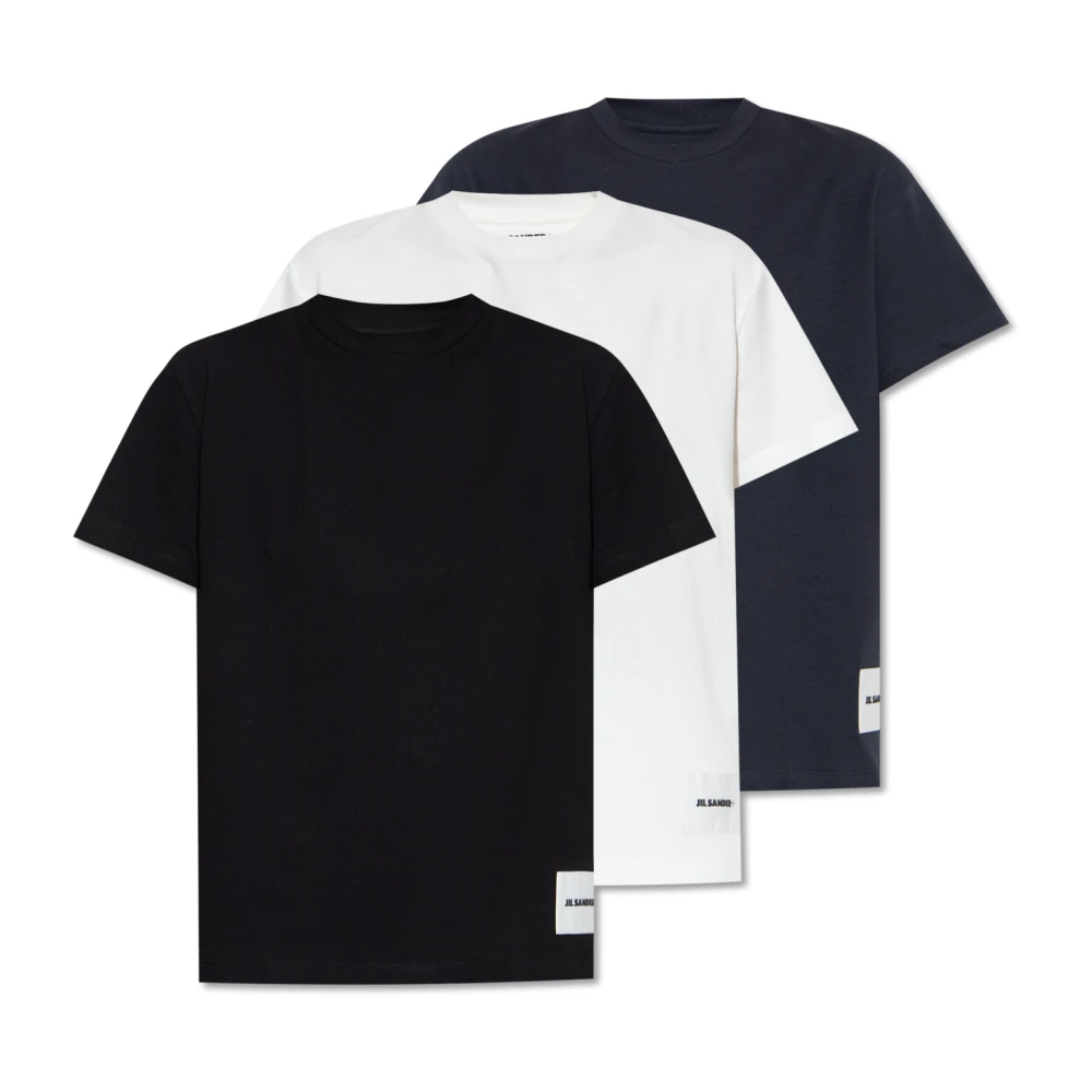 Jil Sander Kvinno Multicolor Toppar Dam, L, Bomull, T-Shirt Trepack