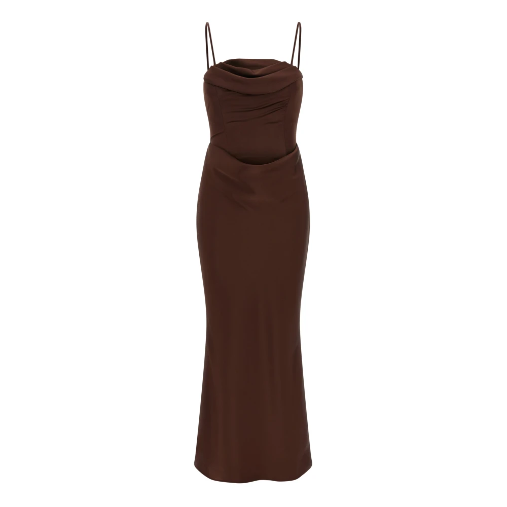 Rotate Birger Christensen Women's Brown Gowns, Xs, Corsage Long Dress